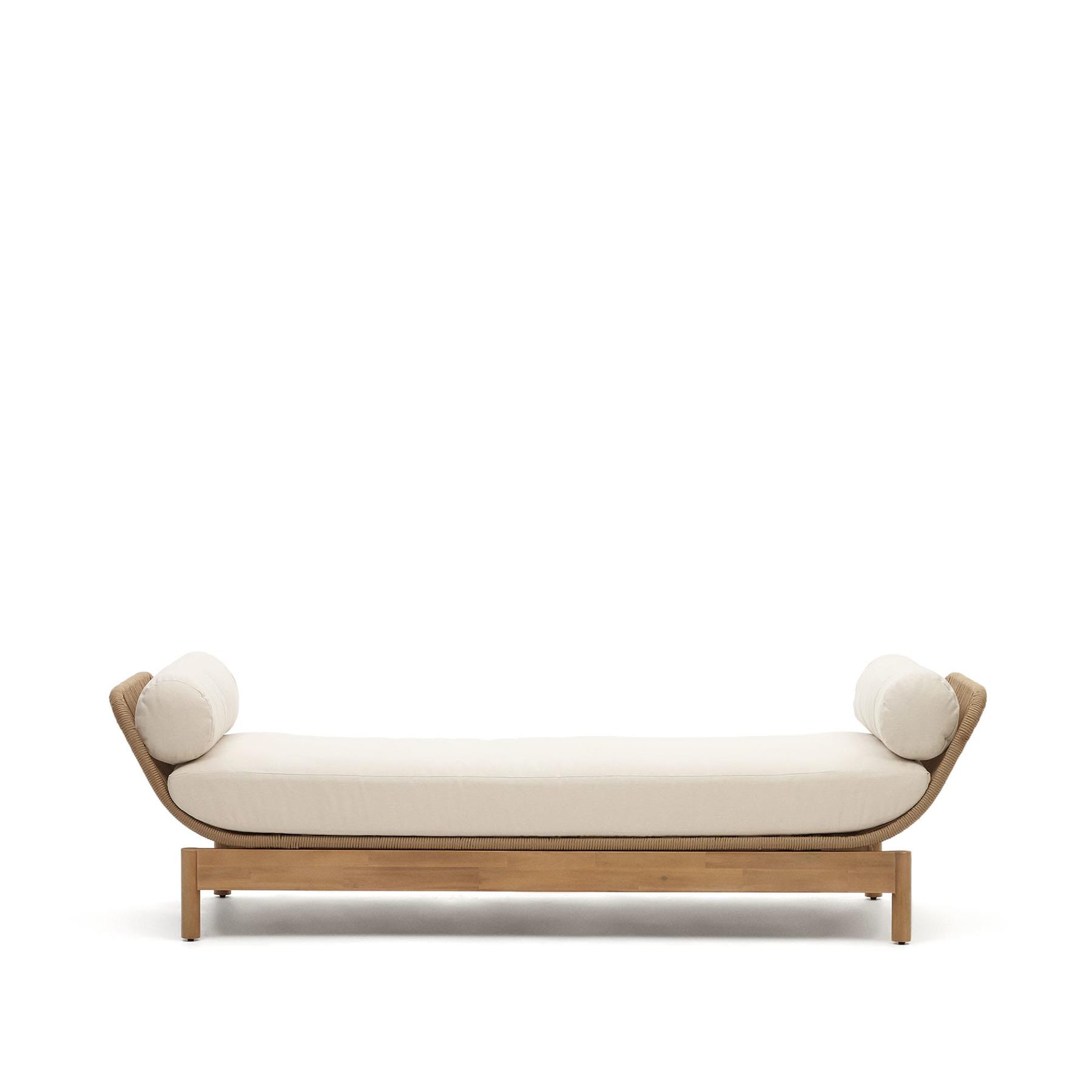 Kave Home - Ligstoel Catalina beige van touw en massief acaciahout FSC