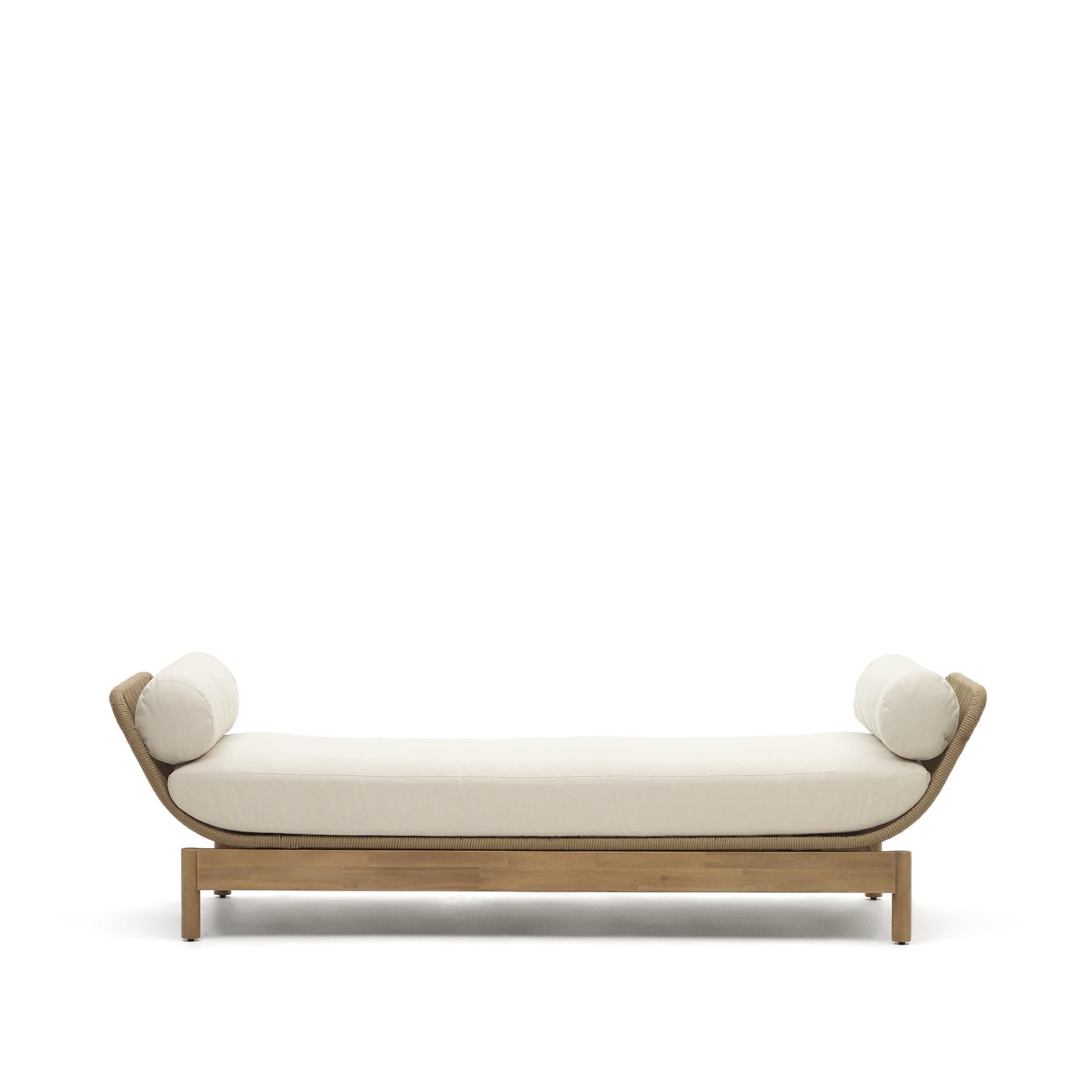 Kave Home - Ligstoel Catalina beige van touw en massief acaciahout FSC