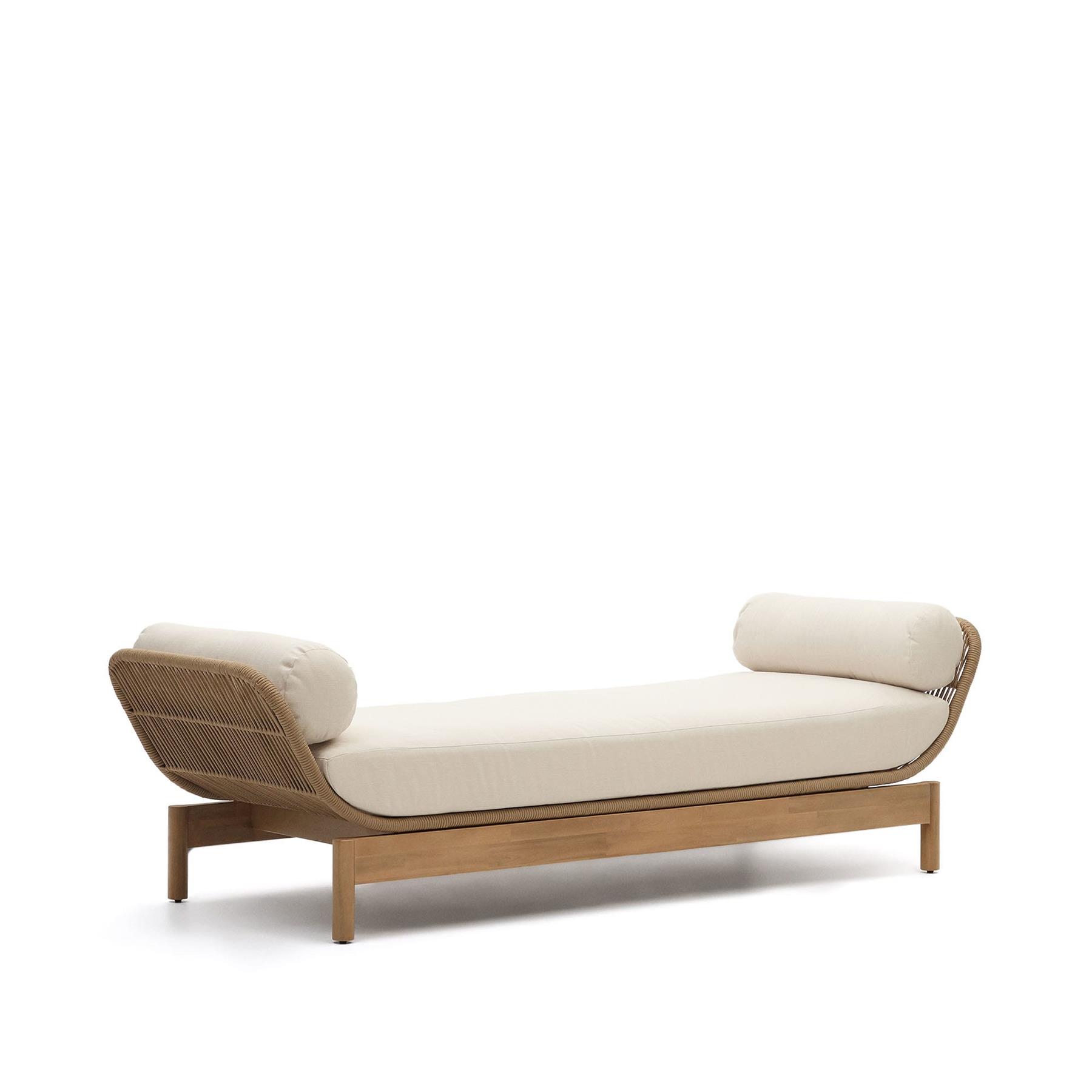 Kave Home - Ligstoel Catalina beige van touw en massief acaciahout FSC