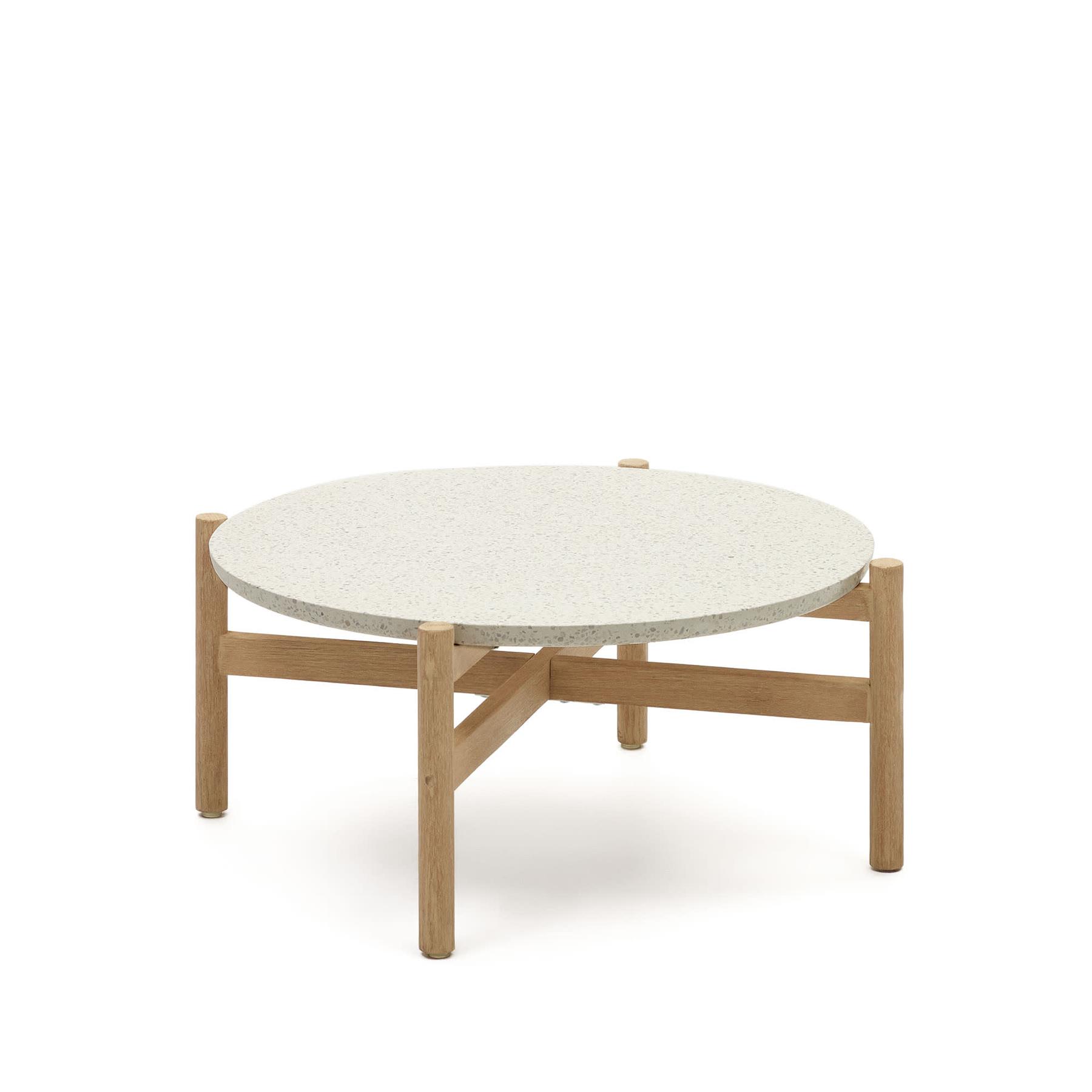 Kave Home - Pola salontafel in cement en eucalyptus massief hout Ø