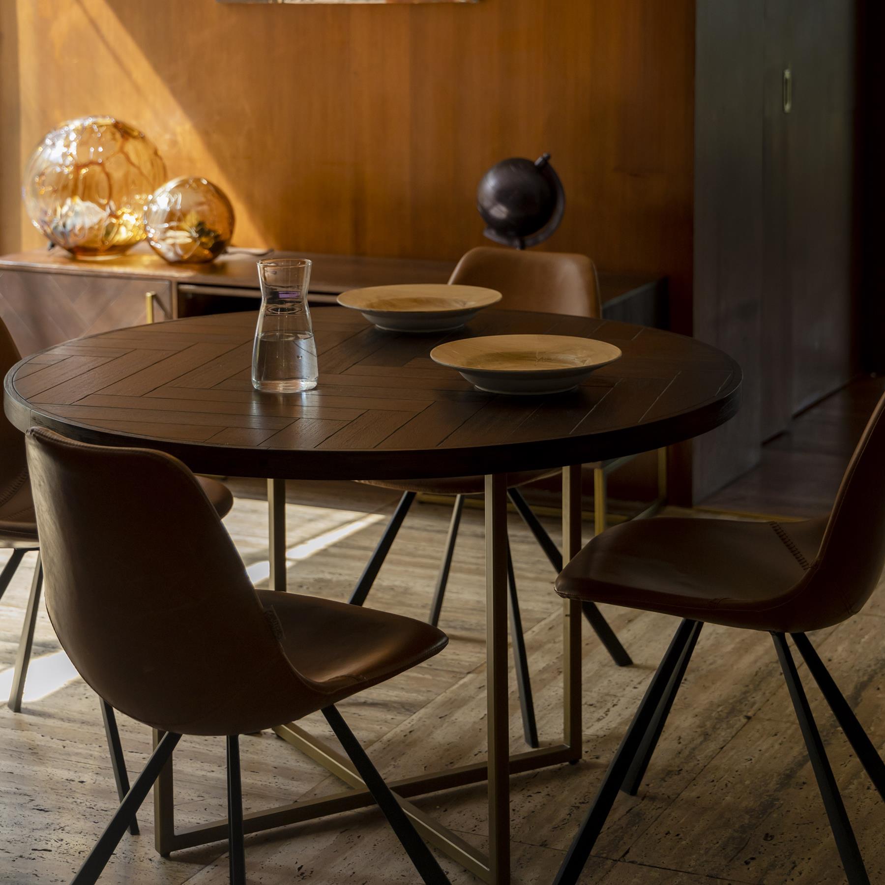 Dutchbone Class Eettafel Visgraat - Ø 120 cm - Bruin 
