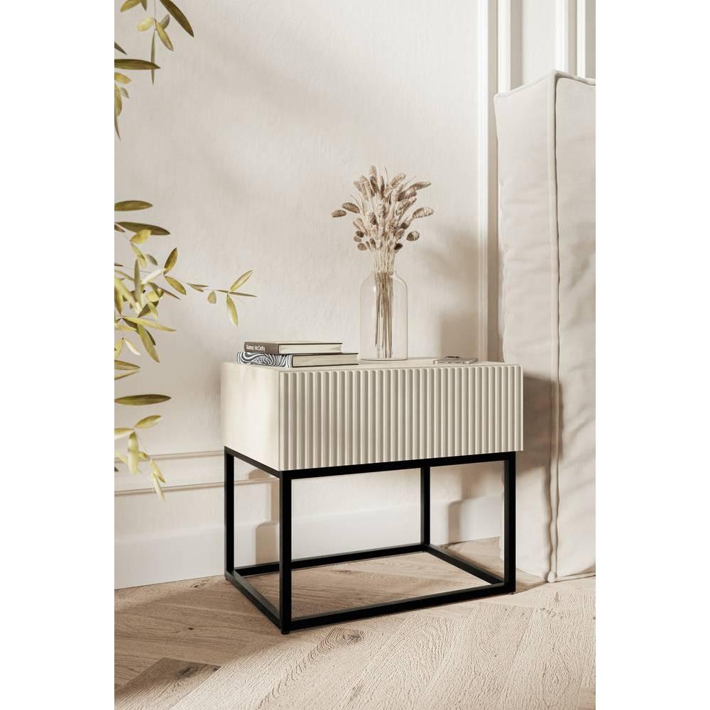 NADUVI Collection Vesper Nachtkastje - Greige / Zwart