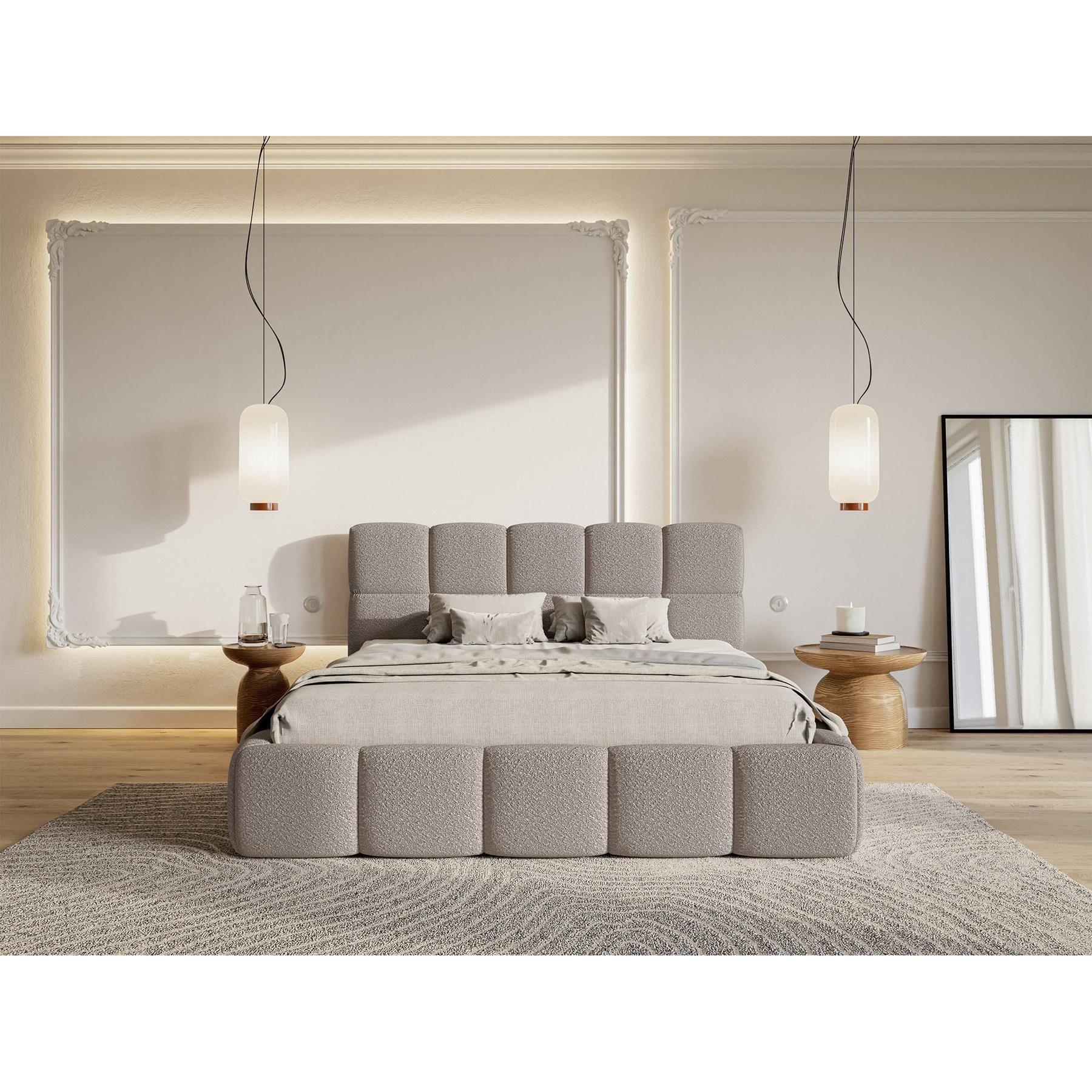 NADUVI Collection Chloe Bedframe 160 x 200 cm - met Opbergvak - Bouclé - Taupe