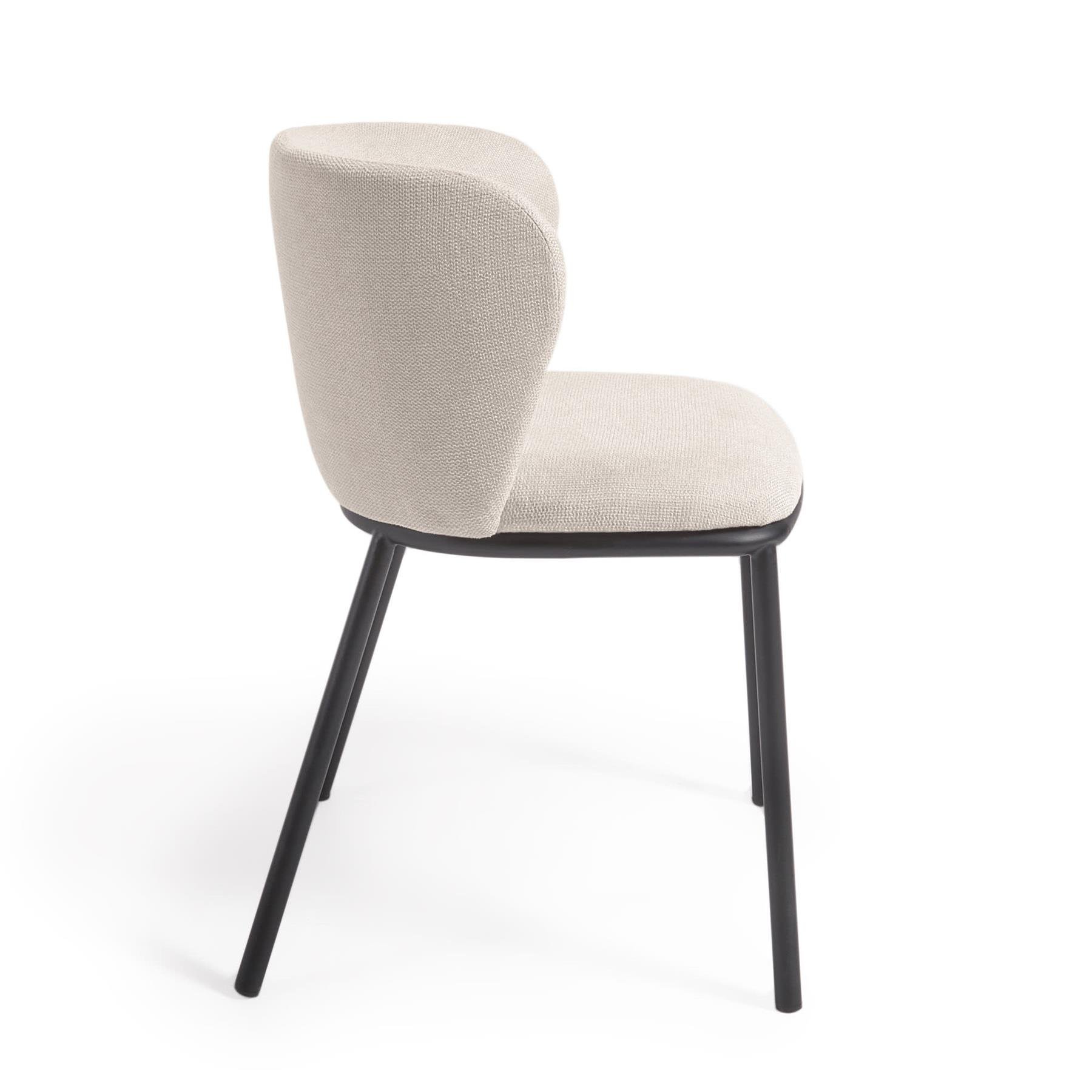 Kave Home - Ciselia stoel beige chenille en staal in zwart FSC Mix