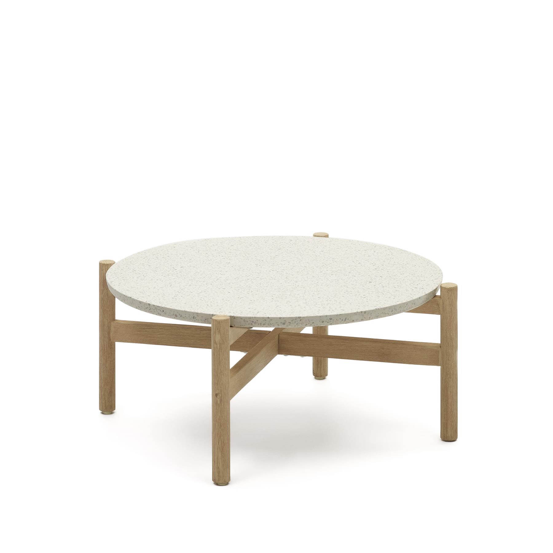 Kave Home - Pola salontafel in cement en eucalyptus massief hout Ø