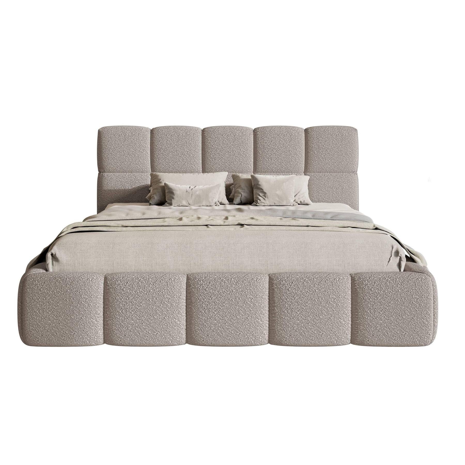 NADUVI Collection Chloe Bedframe 160 x 200 cm - met Opbergvak - Bouclé - Taupe