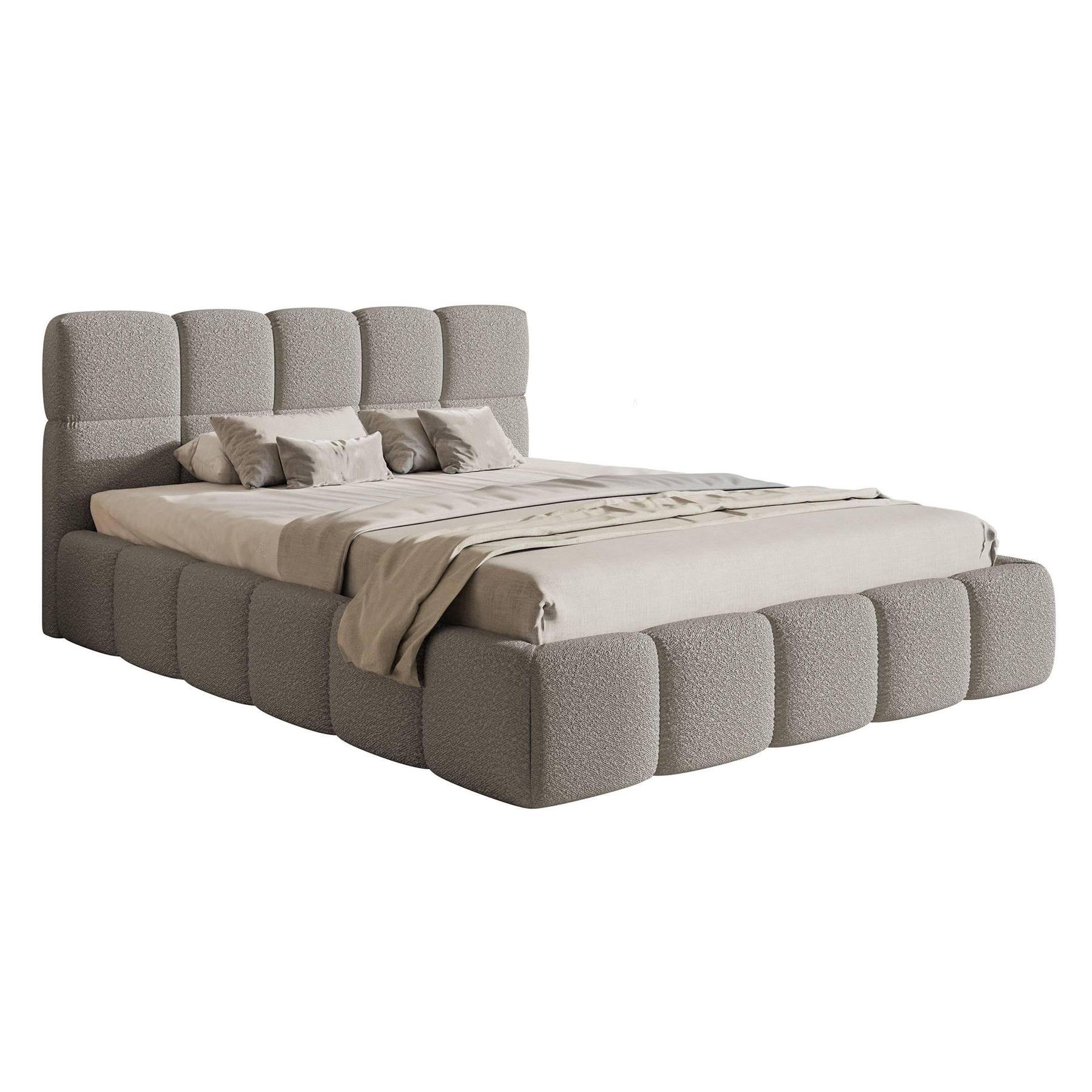 NADUVI Collection Chloe Bedframe 160 x 200 cm - met Opbergvak - Bouclé - Grijs