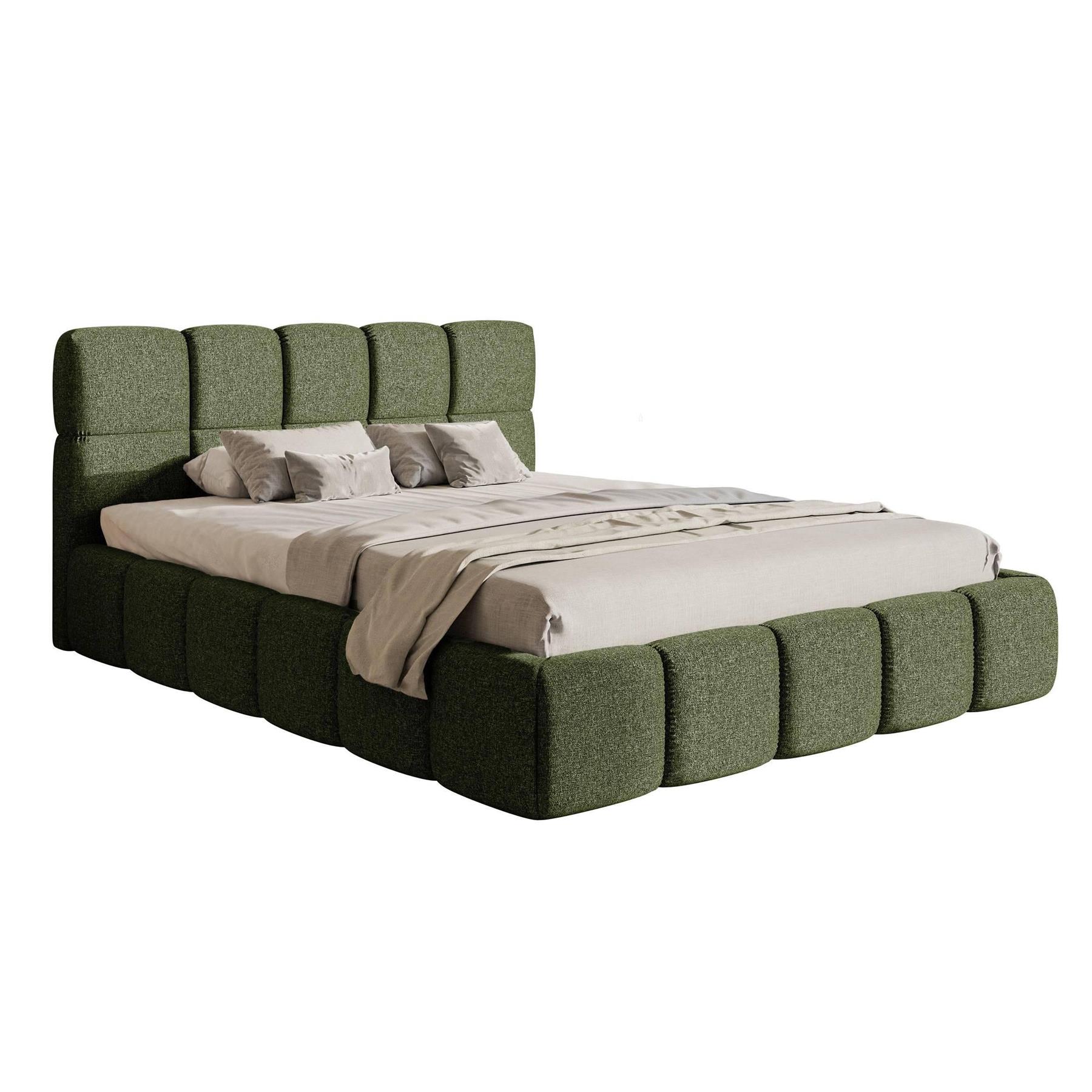 NADUVI Collection Chloe Bedframe 140 x 200 cm - Chenille - Olijfgroen