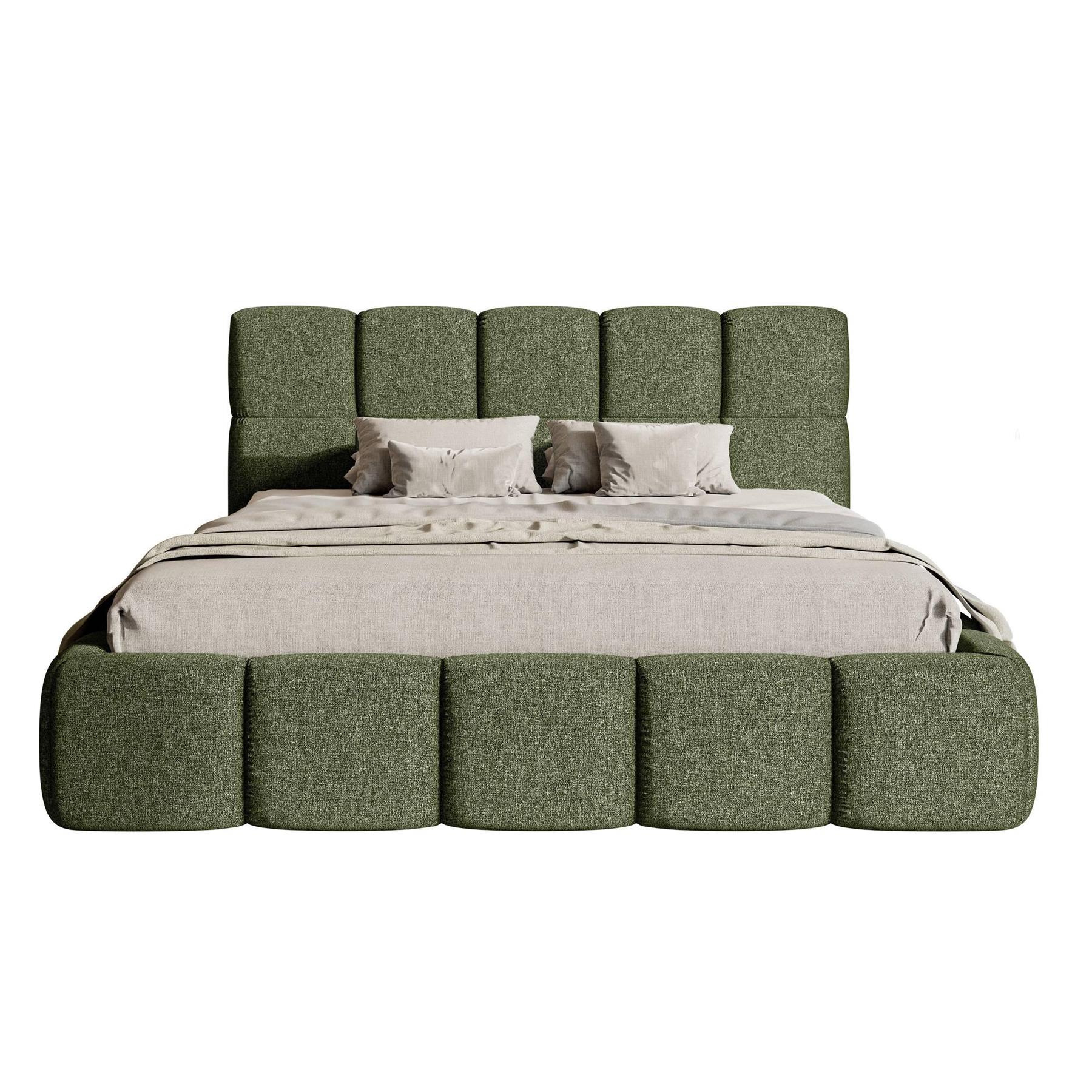NADUVI Collection Chloe Bedframe 140 x 200 cm - Chenille - Olijfgroen