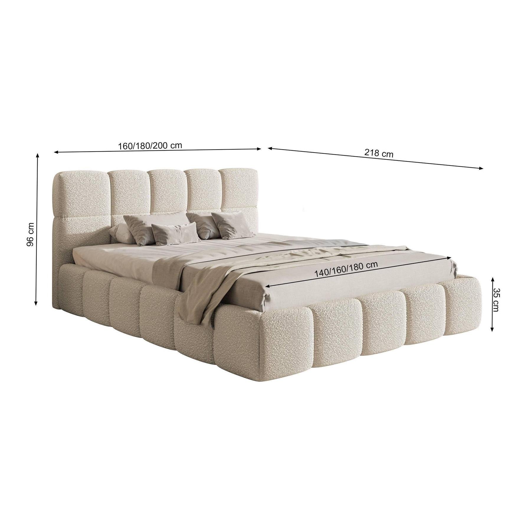 NADUVI Collection Chloe Bedframe 140 x 200 cm - Chenille - Olijfgroen