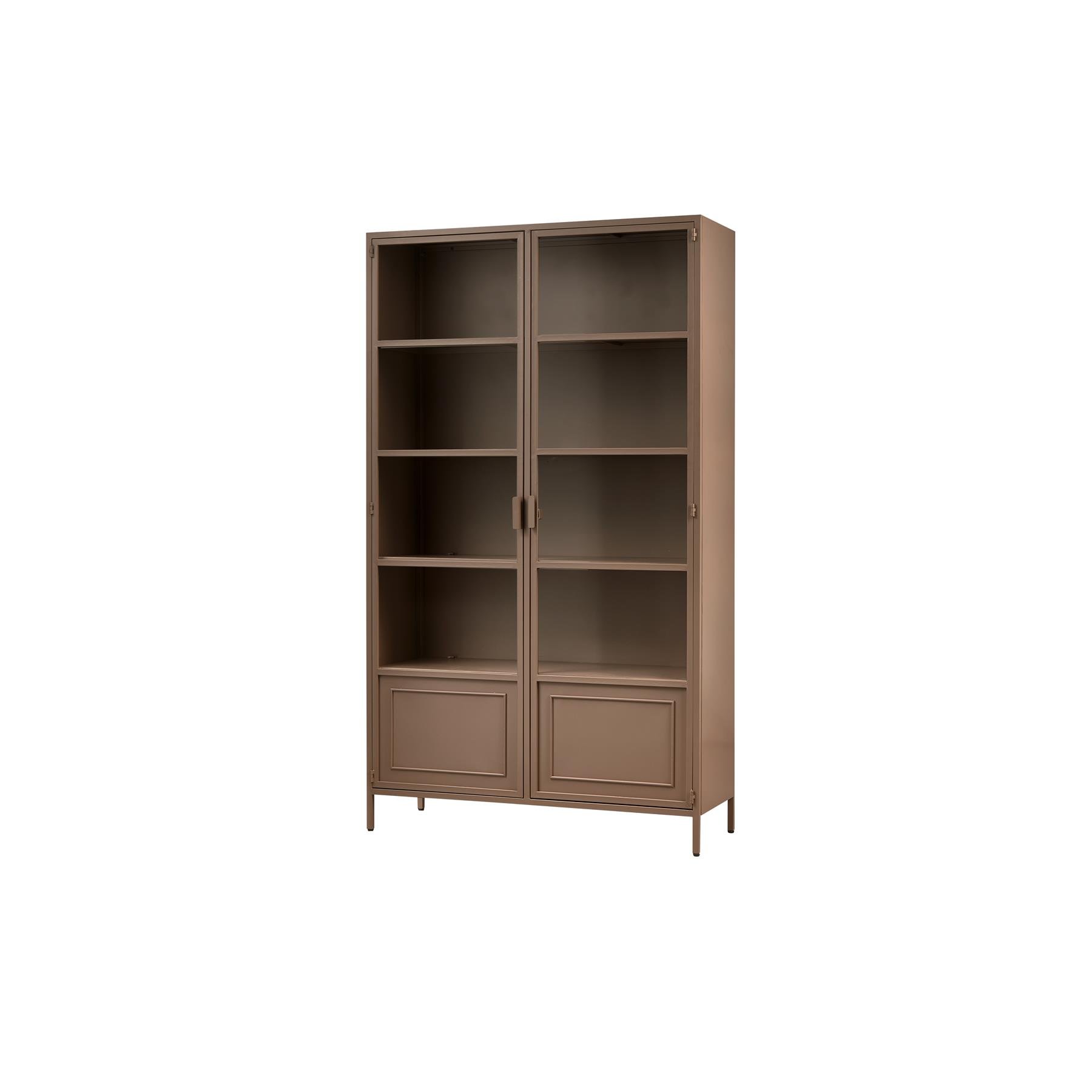 WOOOD Vitrinekast Ronja - Metaal - Military Brown - 189x110x43