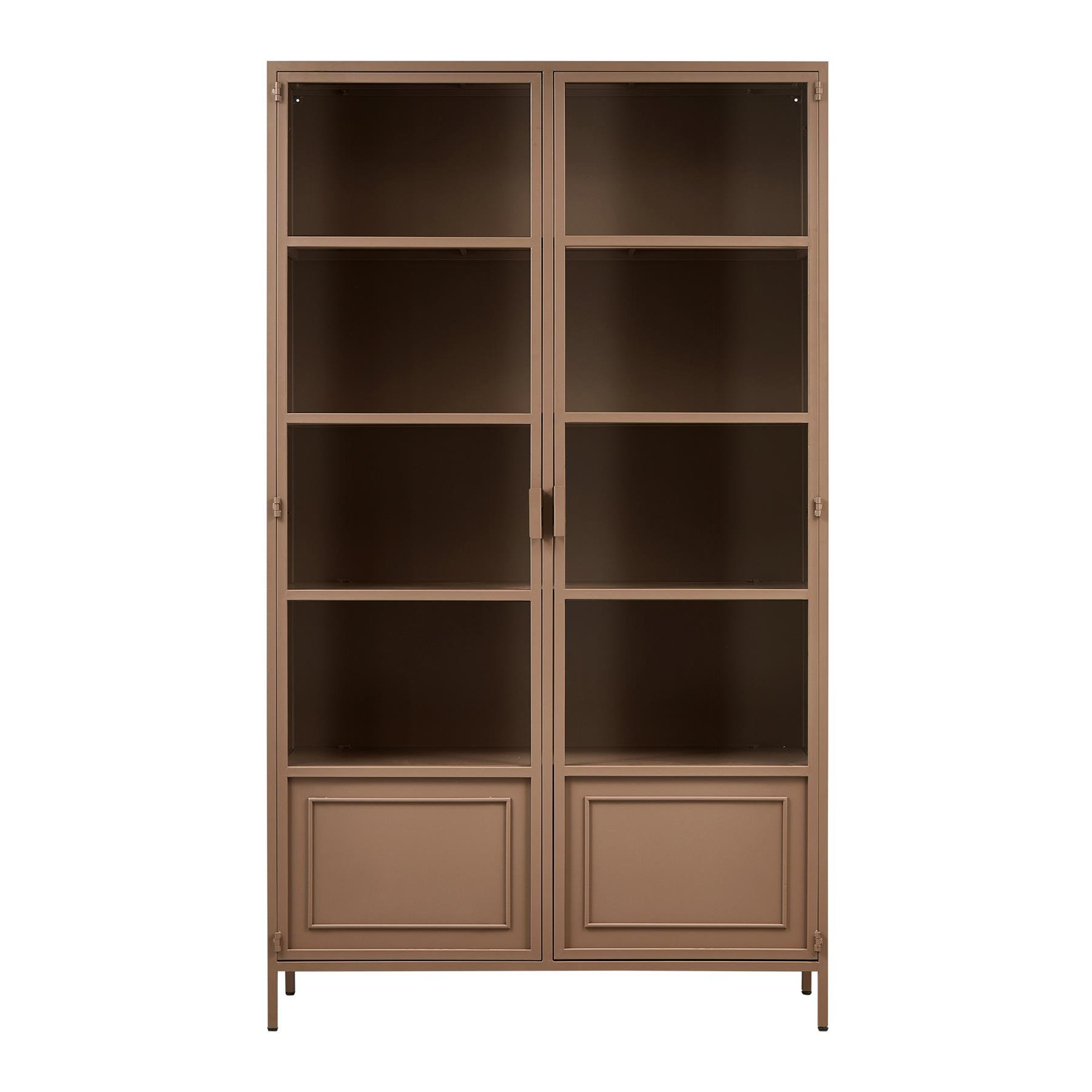 WOOOD Vitrinekast Ronja - Metaal - Military Brown - 189x110x43