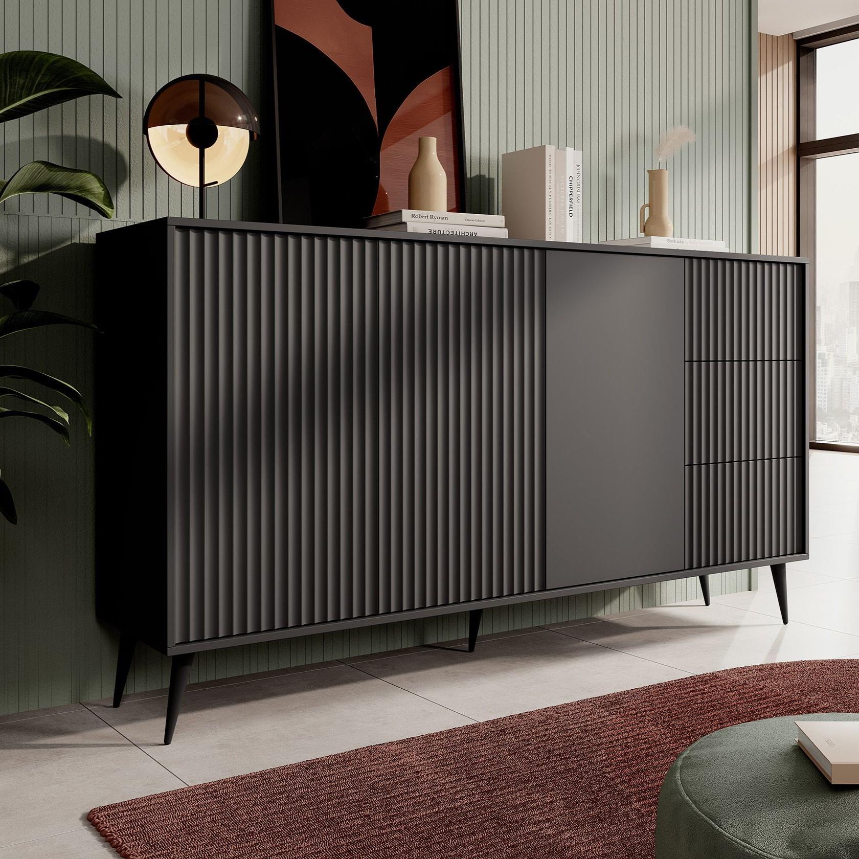 Meubella Dressoir Winq - Antraciet - 180 cm