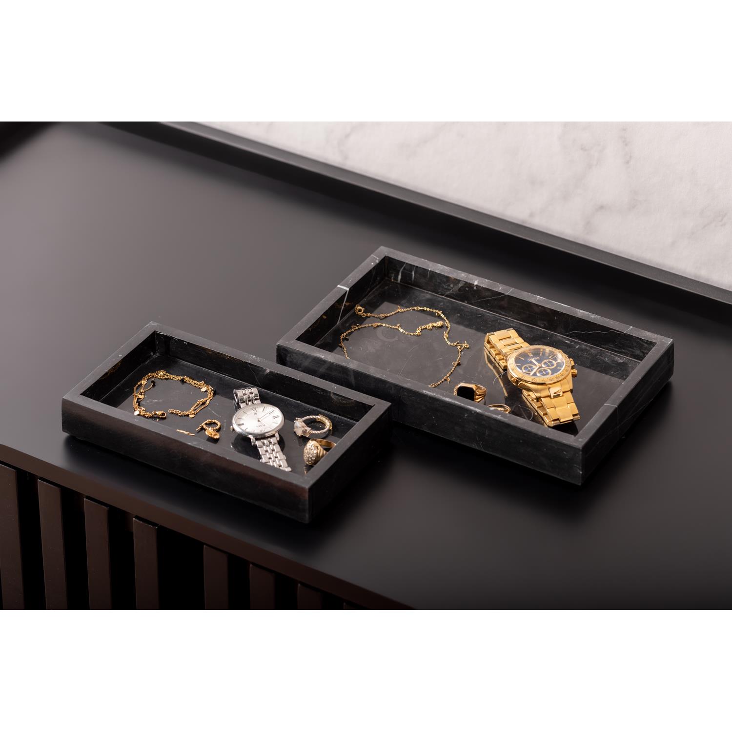 present time - Tray Marble small black