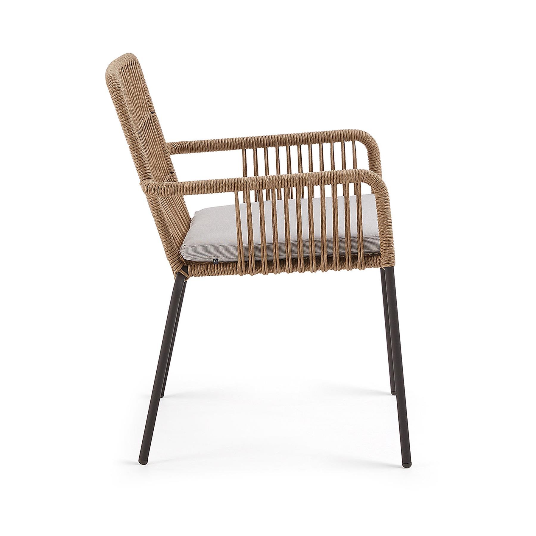Kave Home - Samanta stoel in beige touw en gegalvaniseerde stalen