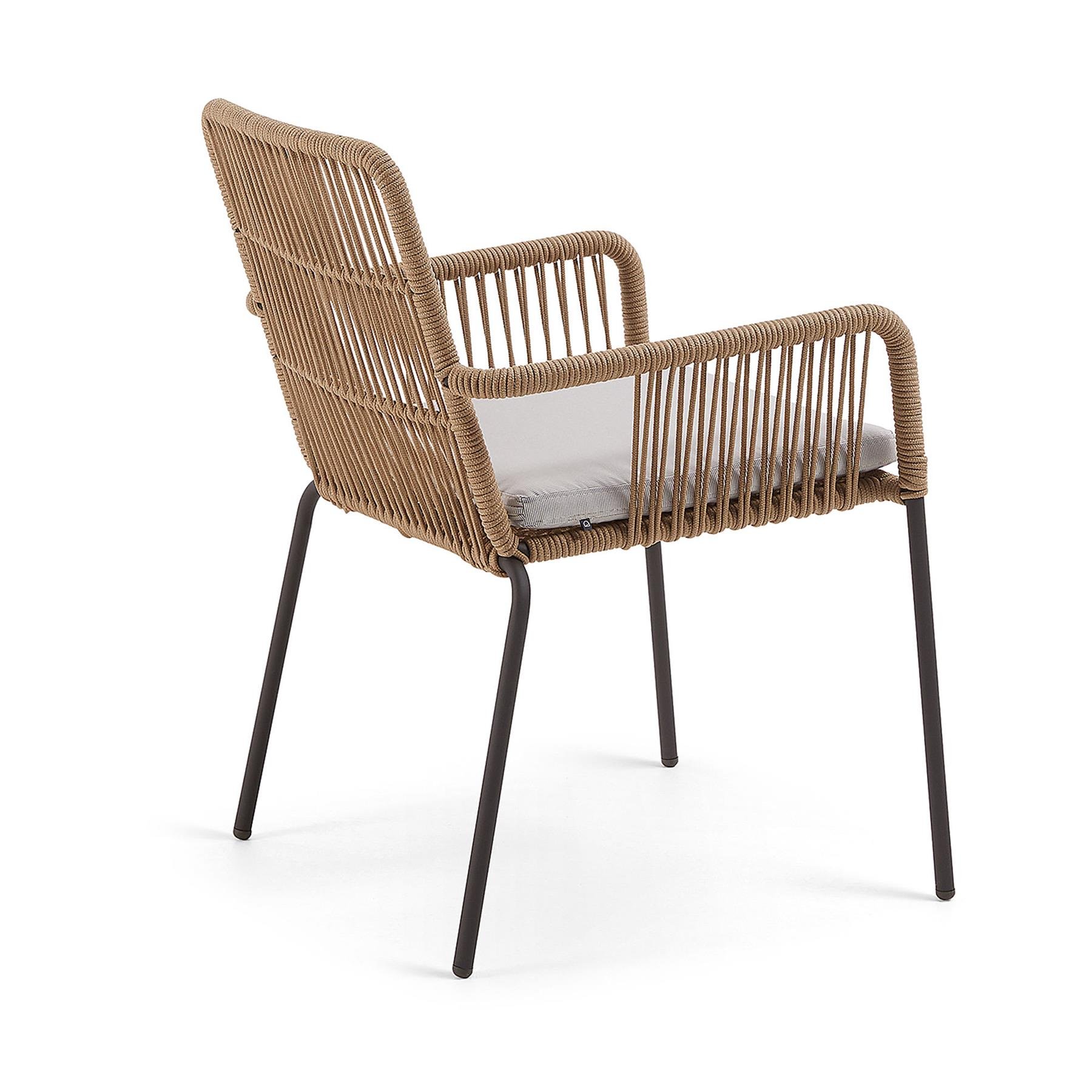 Kave Home - Samanta stoel in beige touw en gegalvaniseerde stalen
