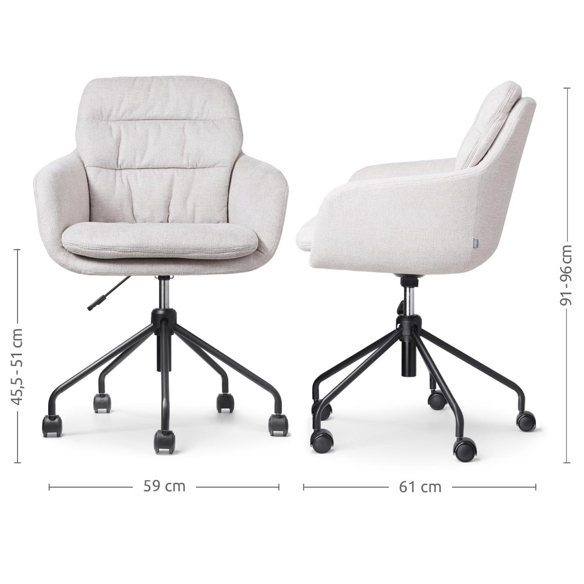 Nolon Nout-Mia Bureaustoel Beige - met Armleuning - Zwart
