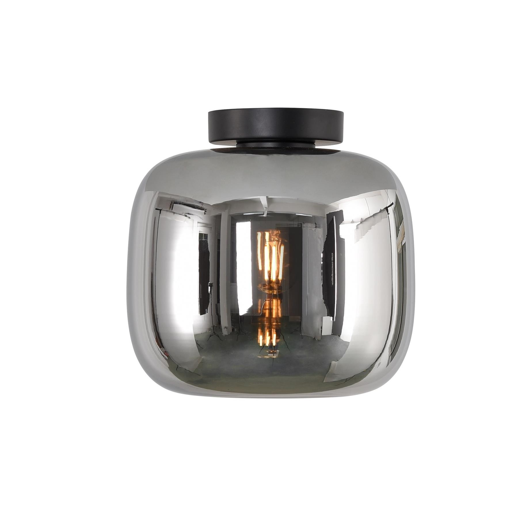 Artdelight Plafondlamp Preston Zwart & Smoke Glas 28cm  - Copy
