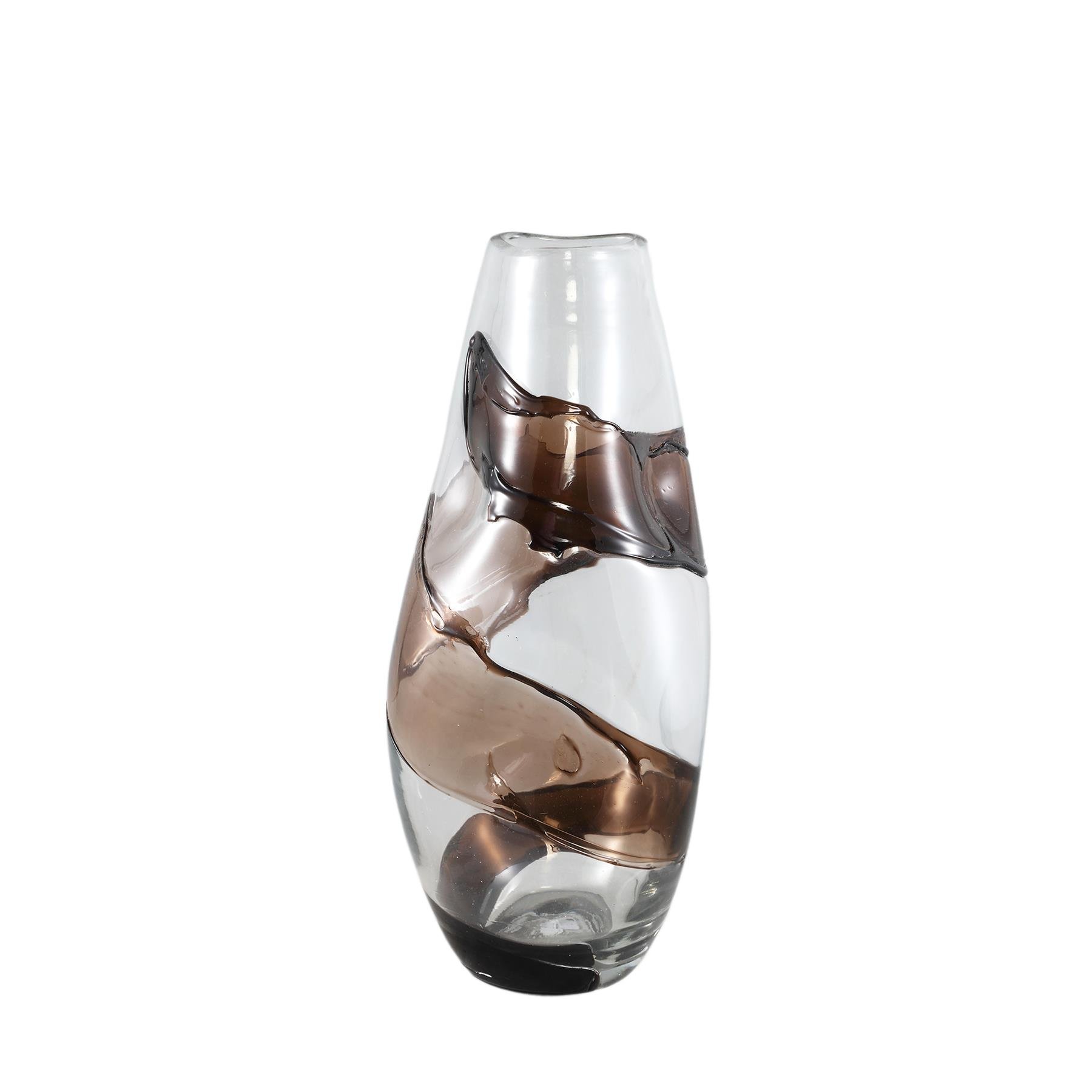 PTMD Lisee Brown solid glass vase line frost L