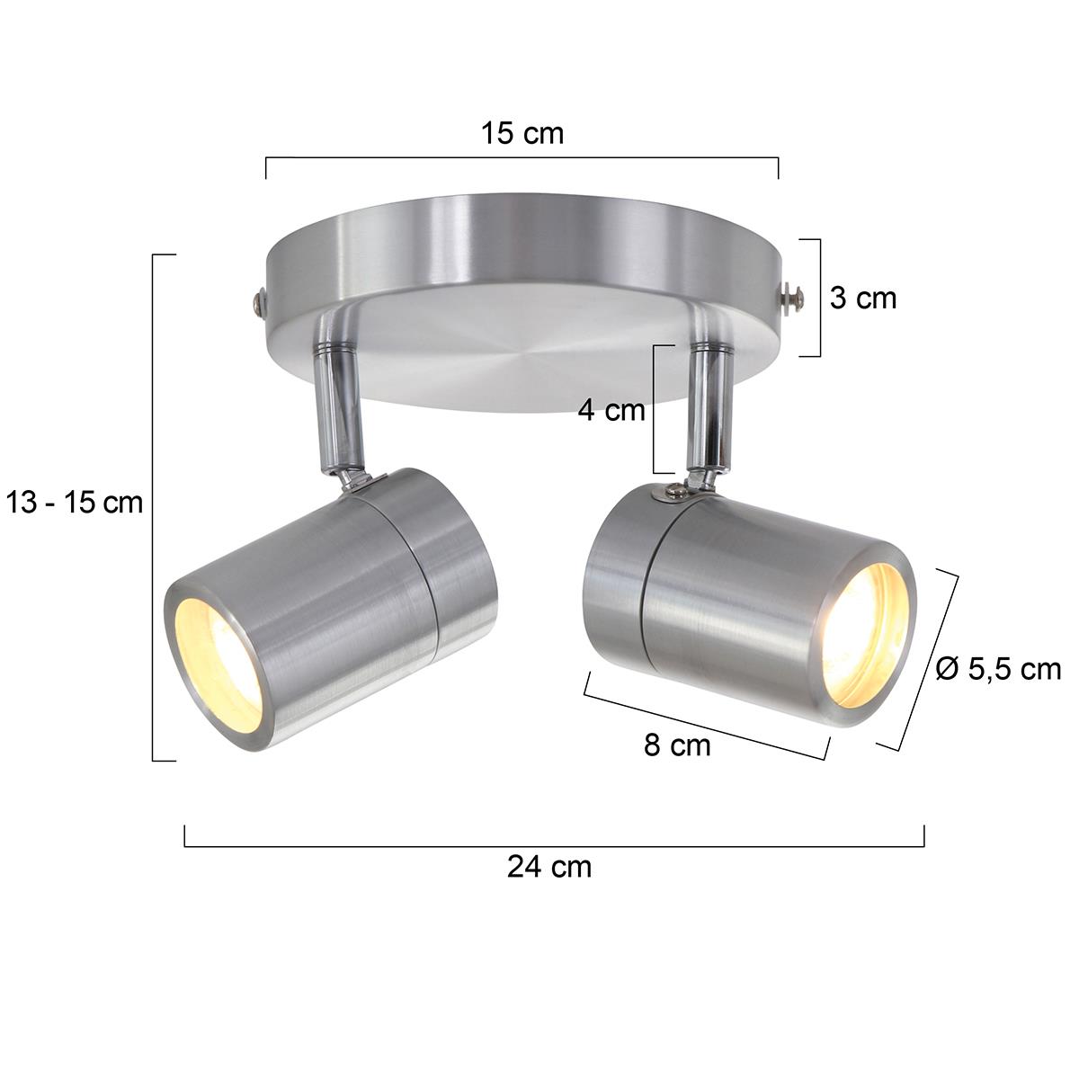 Mexlite - spot - Upround LED - staal - metaal - Ø 24cm - GU10 - 2487ST