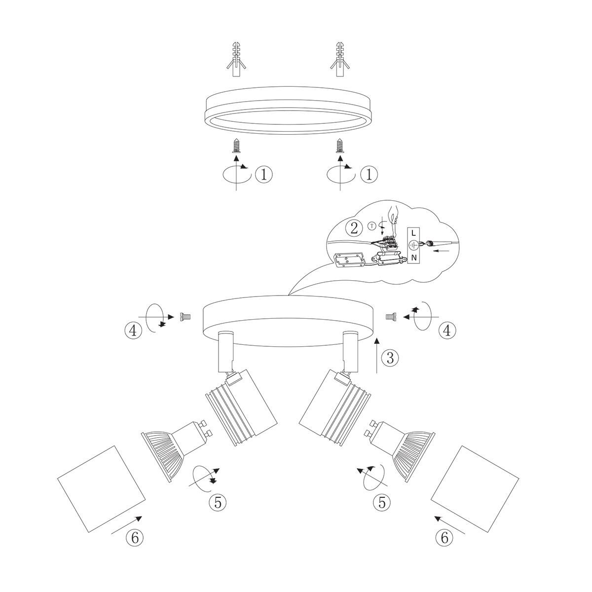 Mexlite - spot - Upround LED - staal - metaal - Ø 24cm - GU10 - 2487ST