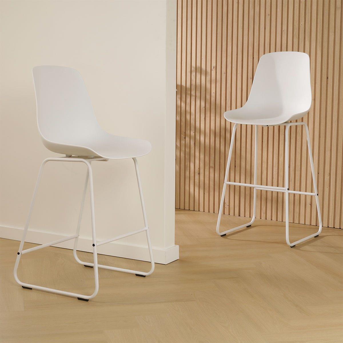 Nolon Nino-Pip Barkruk Wit - Kunststof - Wit Onderstel - 75 cm