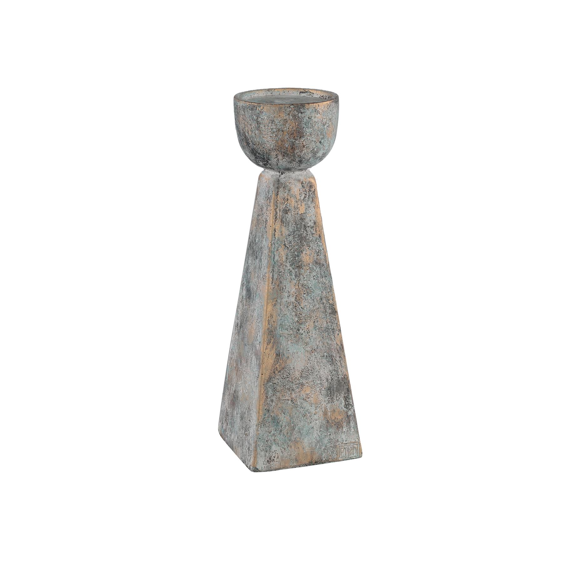 PTMD Zavis Grey cement candle holder round low