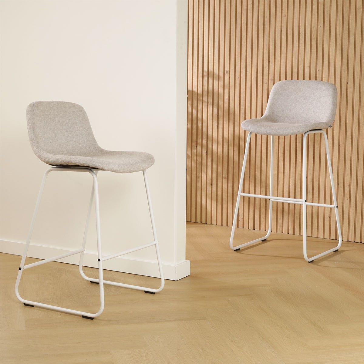 Nolon Nino-Mats Barkruk Beige - Wit Onderstel - 65 cm
