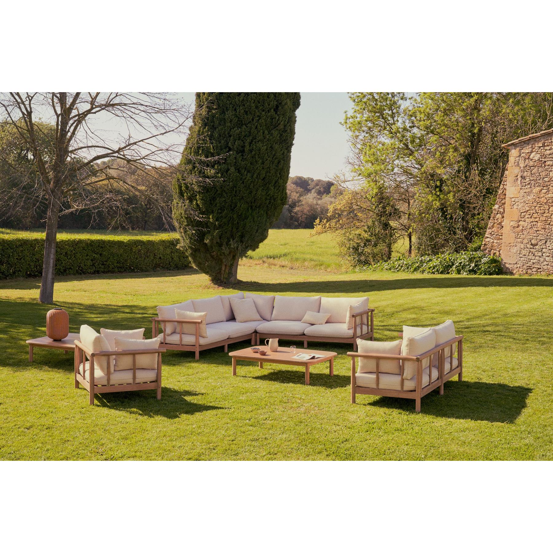 Kave Home - Set Sacova 5-zits hoekbank en salontafel in eucalyptus