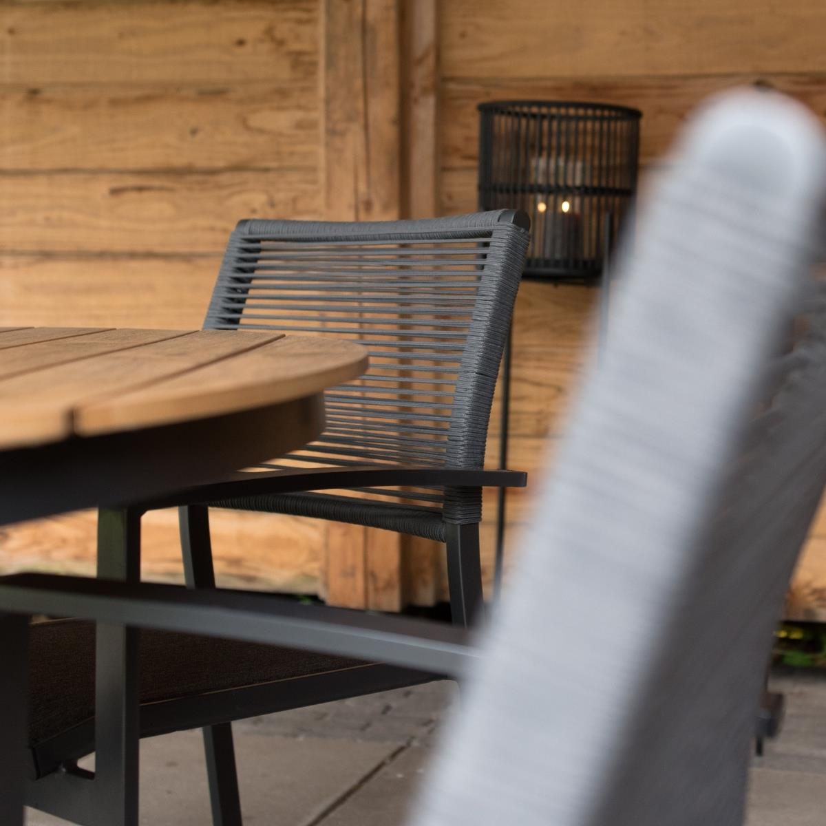 Vito dining tuinstoel | touw + textileen | stapelbaar | antraciet