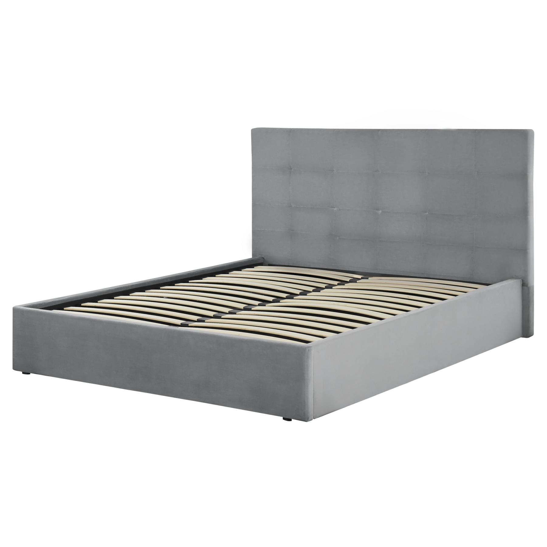 Beliani-LORIENT-Bed met opbergruimte-Lichtgrijs-160 x 200 cm-Fluweel