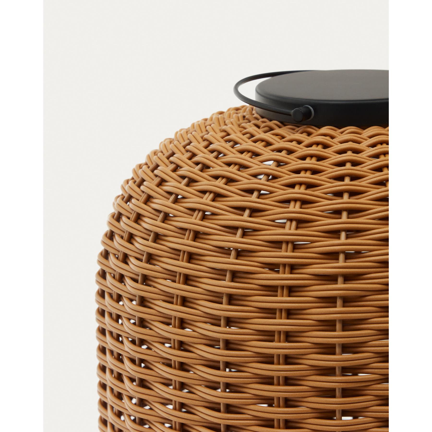 Kave Home - Saranella grote draagbare tafellamp in synthetisch rotan