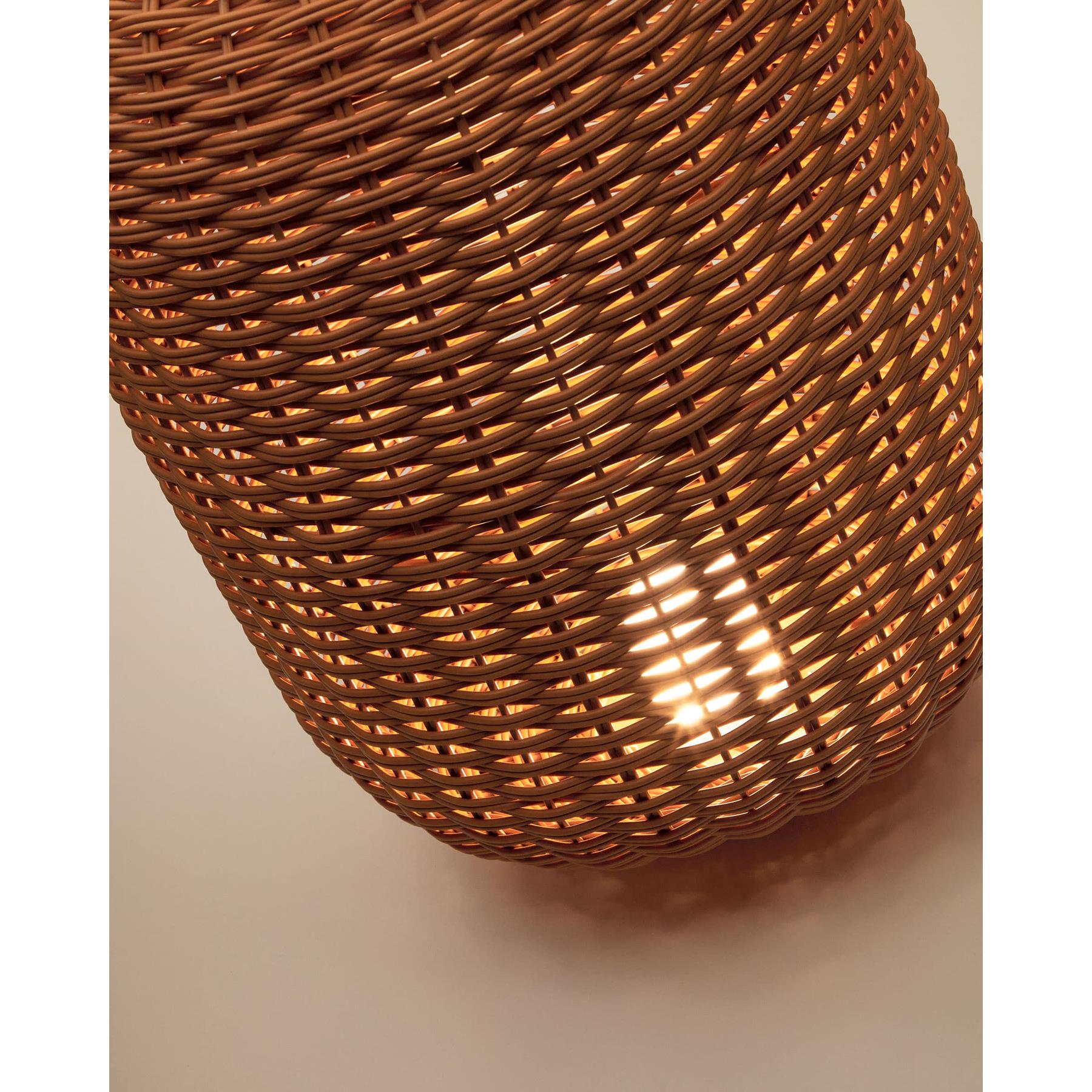Kave Home - Saranella grote draagbare tafellamp in synthetisch rotan