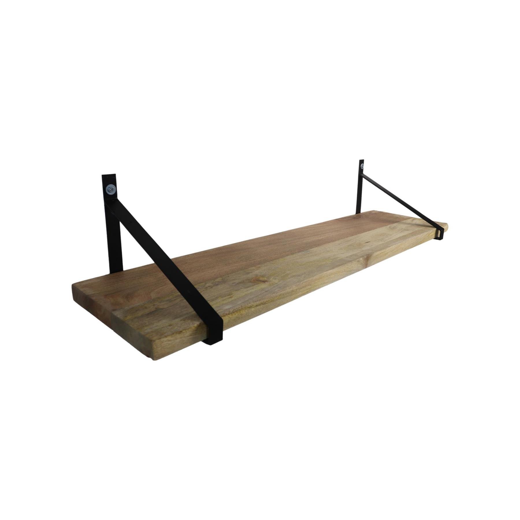 Wandplank - 100x25x20 - Naturel|zwart- Mangohout|ijzer
