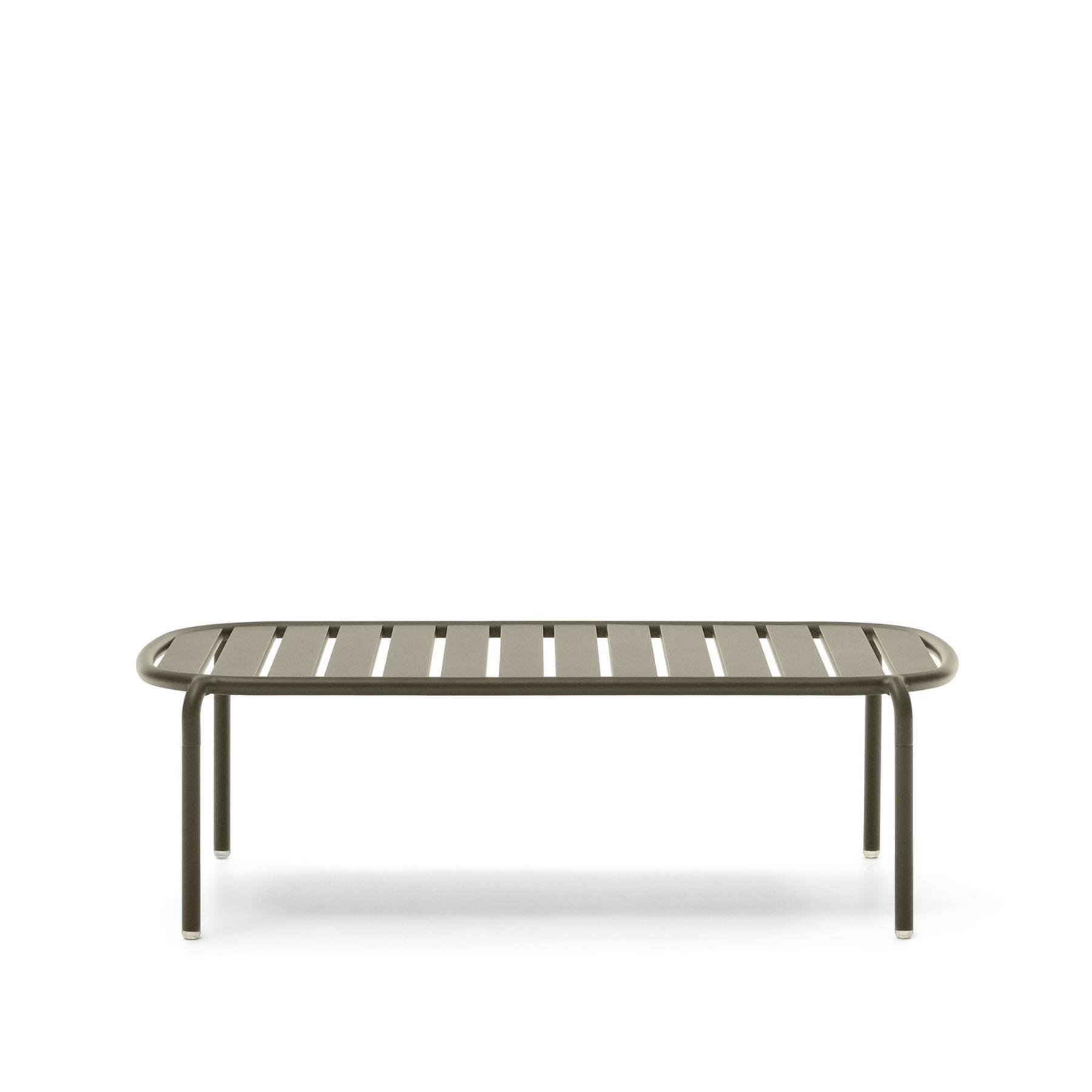 Kave Home - Joncols outdoor salontafel in aluminium met groen gelakte