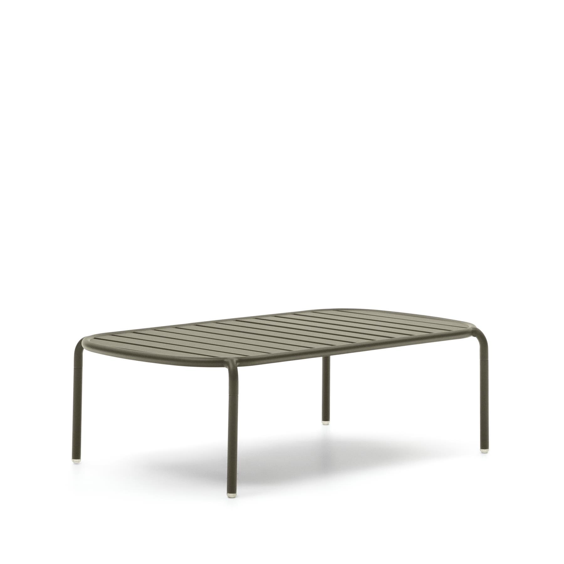 Kave Home - Joncols outdoor salontafel in aluminium met groen gelakte