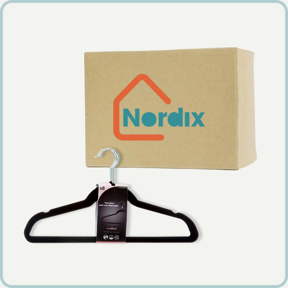 Nordix Kledinghangers Set 8 stuks Zwart Vilten Velvet Anti Slip Kle...