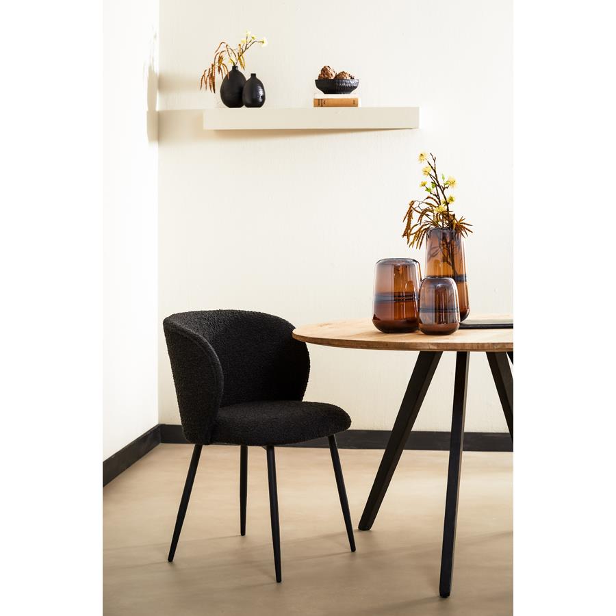 Light&living Eetkamerstoel 56x55x79 cm ELYNA bouclé zwart-mat zwart