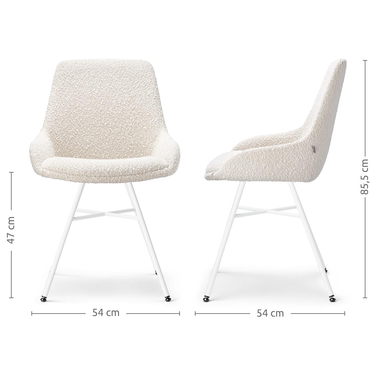 Nolon Noa-Isa Eetkamerstoel Bouclé Beige - Stof - Wit Onderstel