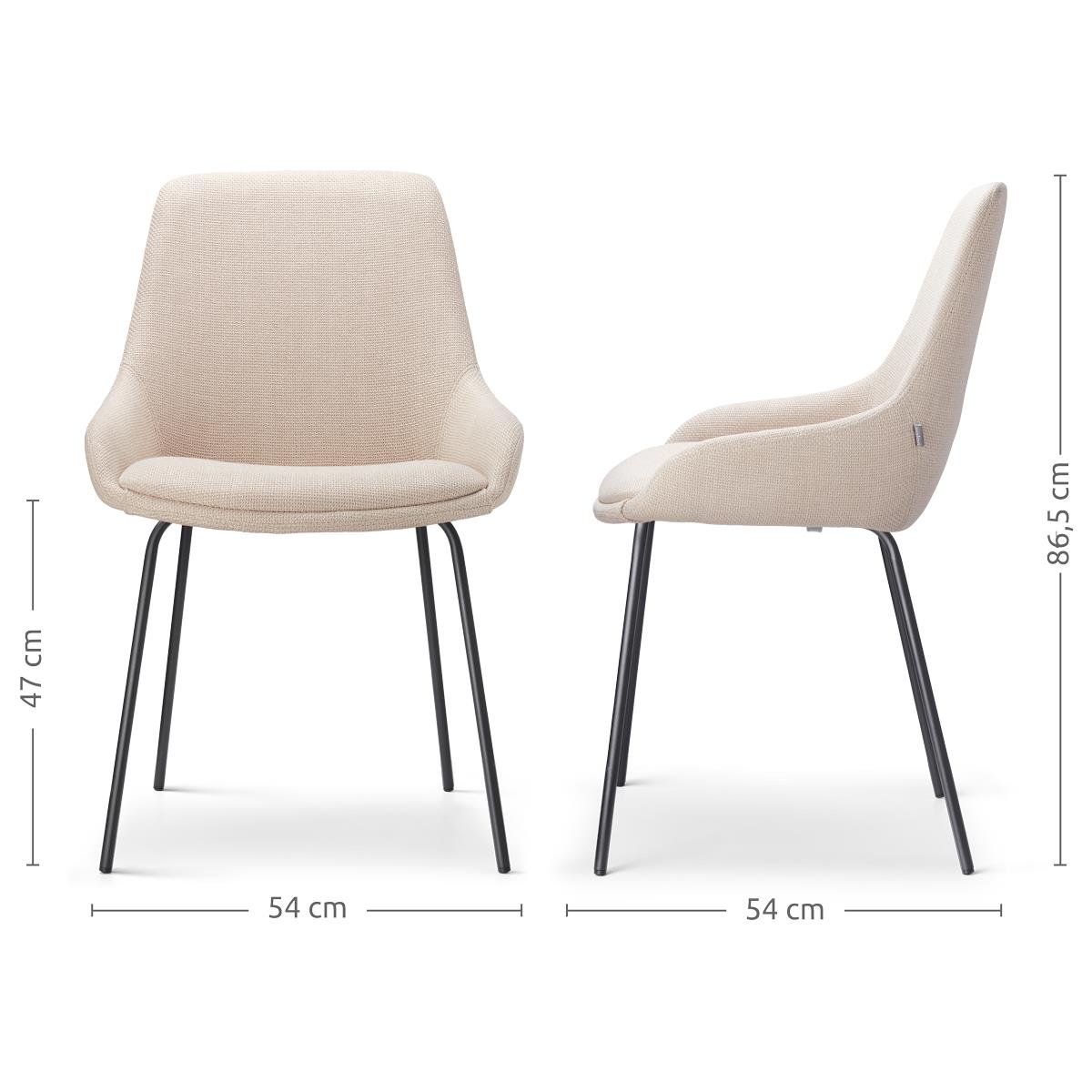 Nolon Nora-Isa Eetkamerstoel Beige - Stof - Zwart Onderstel