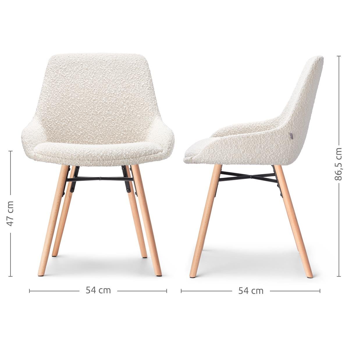 Nolon Nena-Isa Eetkamerstoel Bouclé Beige - Stof - Houten Poten