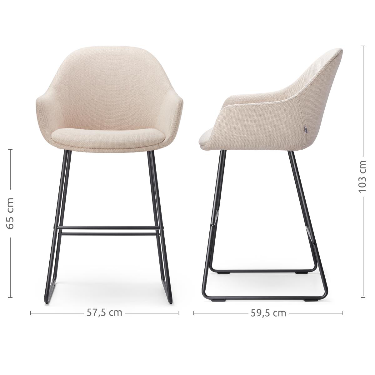 Nolon Nino-Mae Barkruk Beige - met Armleuning - Zwart - 65 cm