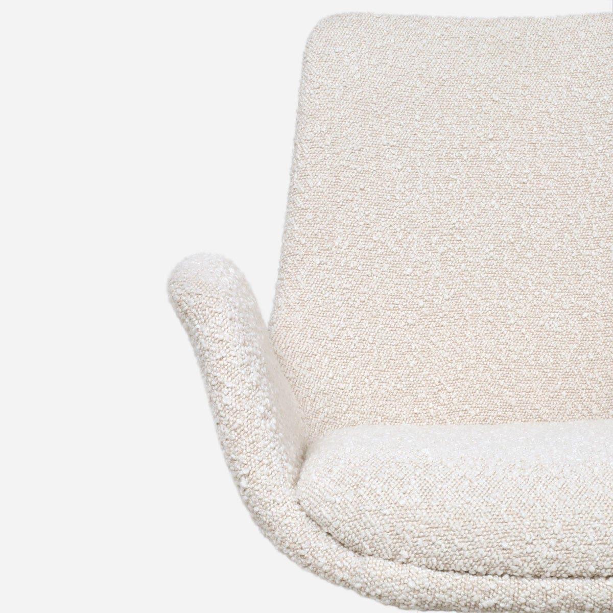 Nolon Nola-Eef Eetkamerstoel Bouclé Beige - Draaibaar Wit Onderstel