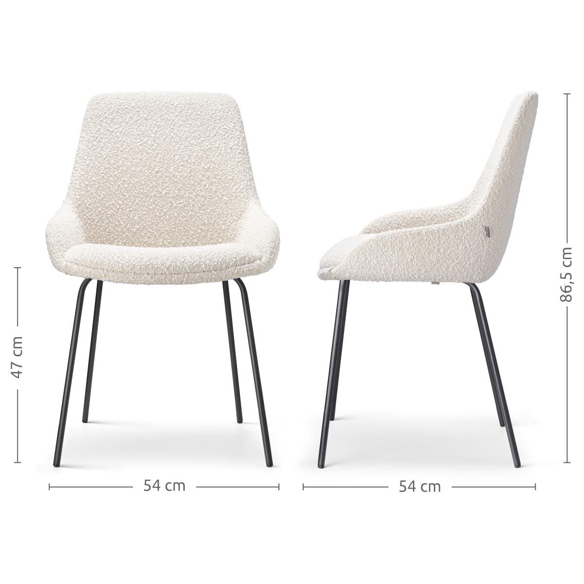 Nolon Nora-Isa Eetkamerstoel Bouclé Beige - Stof - Zwart Onderstel