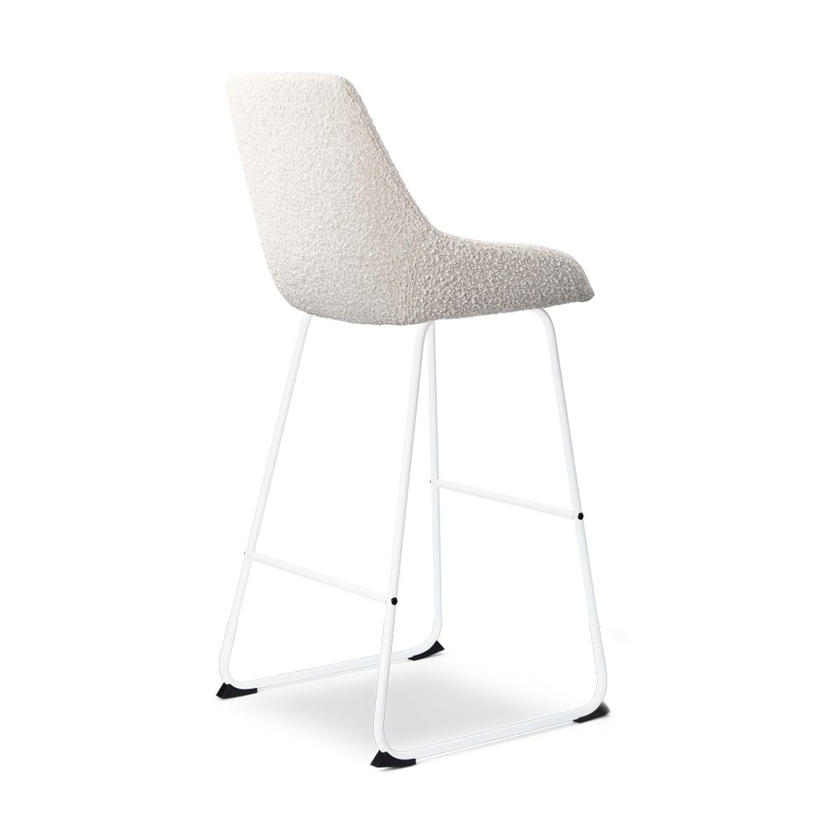 Nolon Nino-Isa Barkruk Bouclé Beige - Stof - Wit Onderstel - 75 cm