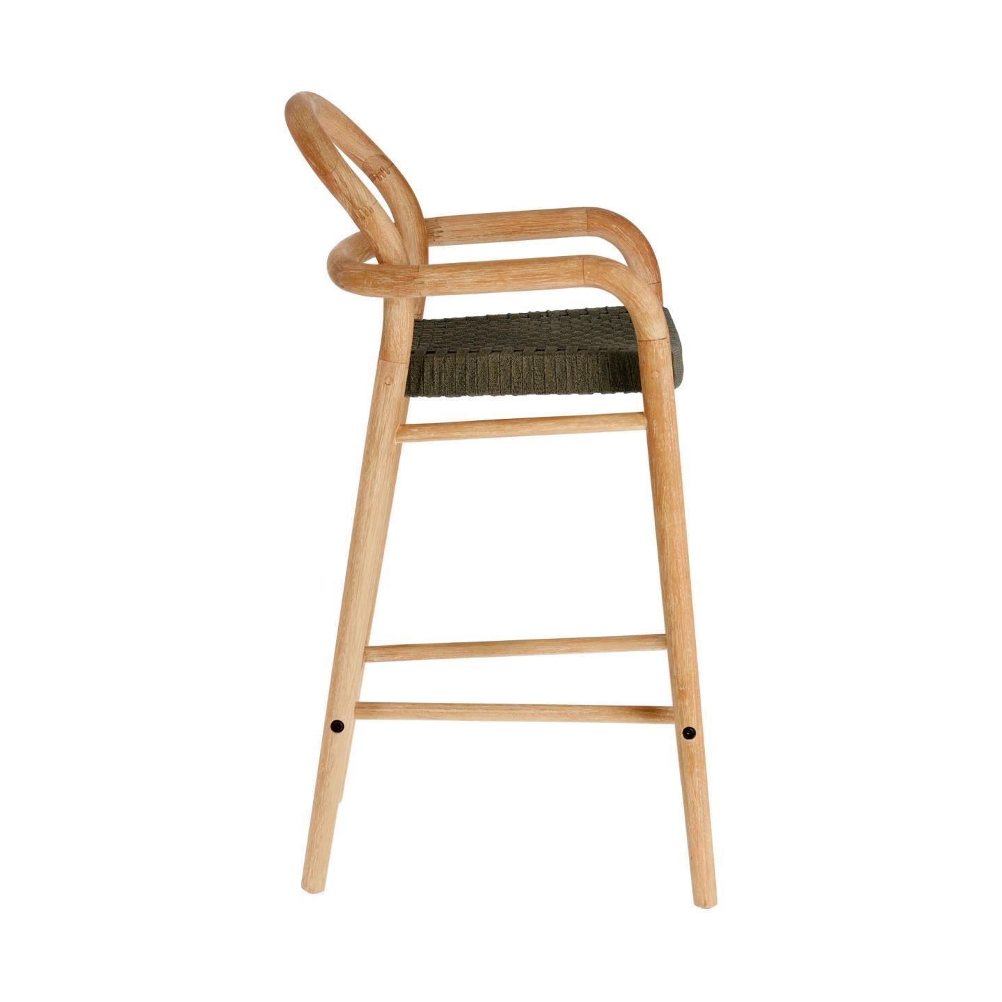 Kave Home - Sheryl kruk in massief eucalyptus hout en groen touw
