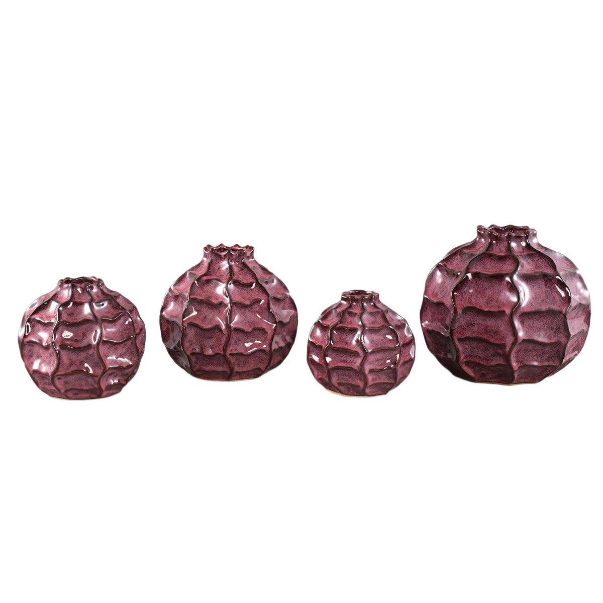 PTMD Evys Red ceramic pot wavy blocks round bulb L