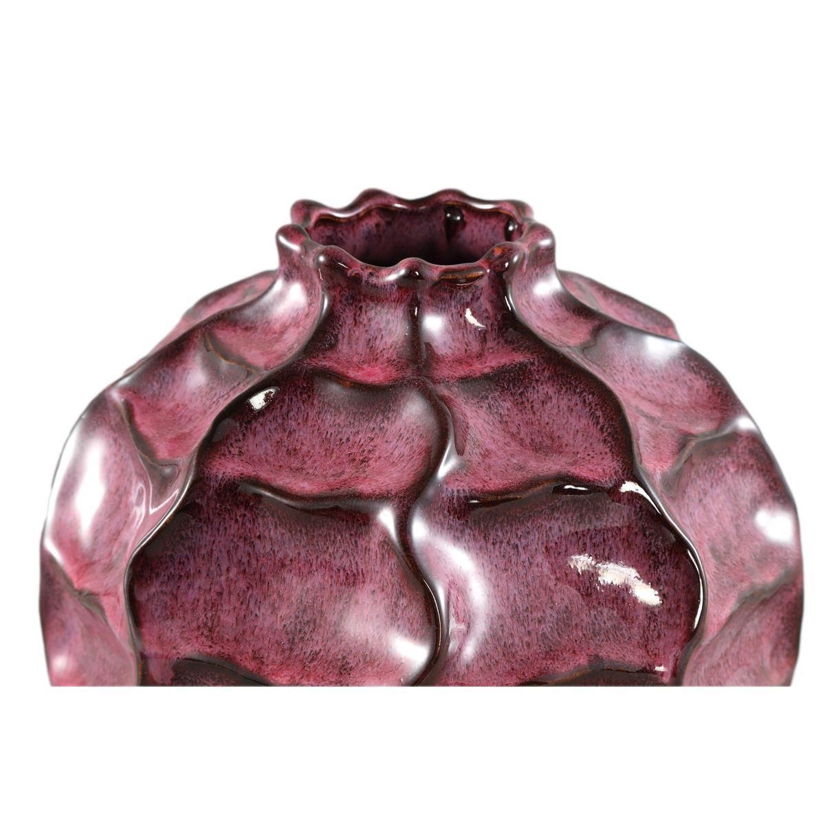 PTMD Evys Red ceramic pot wavy blocks round bulb L