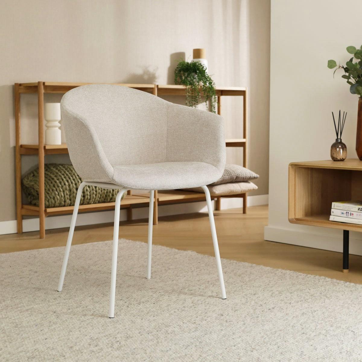 Nolon Nora-Otis Eetkamerstoel Beige - met Armleuning - Wit