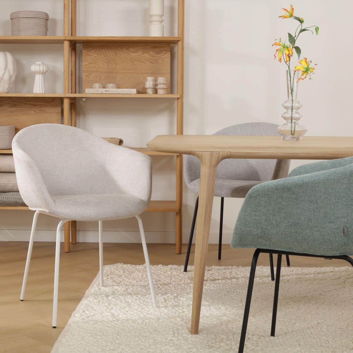 Nolon Nora-Otis Eetkamerstoel Beige - met Armleuning - Wit